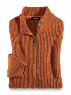 Tweed Zip-Cardigan Orange Detail 1