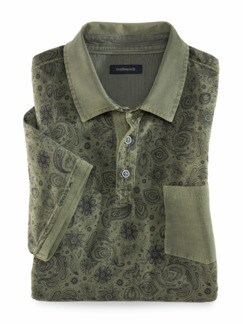 Jersey-Polo Farbeffekt Druck Salbei Detail 1