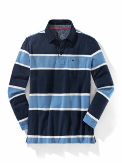 Club-Polo Supersoft Marine gestreift Detail 1