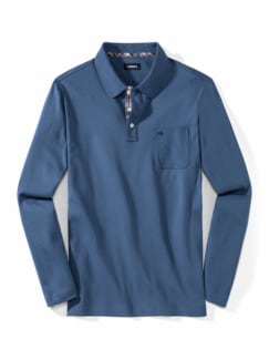Premium-Polo Jeansblau Detail 1