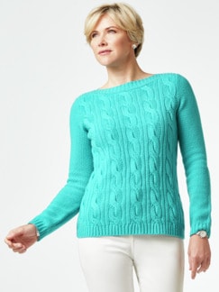 Cashmino Zopfpullover Türkis Detail 1