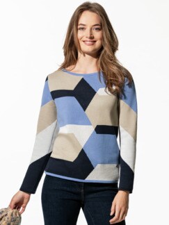 Jacquard-Pullover Grafika Persischblau Detail 1