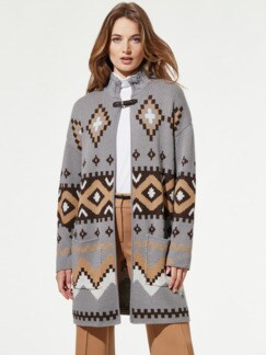 Jacquard Strickjacke Navajo Grau Detail 1