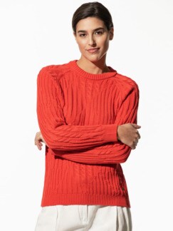 Rautenstruktur-Pullover Orangerot Detail 1