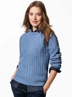 Rautenstruktur-Pullover Persichblau Detail 1