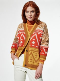 Cardigan Norwegermuster Multicolor Orange Detail 1