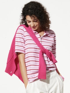 Extraglatt Sommer-Polo Feuerrot/Softpink Detail 1