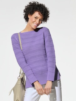 Pima-Cotton Pullover Softstruktur Lavendel Detail 1