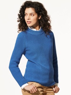 Perlfang-Pullover Diagonalverlauf Königsblau Detail 1
