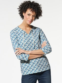 Baumwollshirt Labyrinth Blau Detail 1