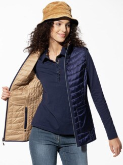 Wende-Steppweste Caramel/Marine Detail 1