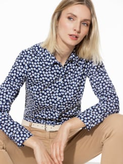 Extraglatt-Bluse Perfect Match Grafiktupfen Marine Detail 1