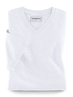 T-Shirt V-Ausschnitt Weiß Detail 1
