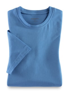 T-Shirt Rundhalsausschnitt Mittelblau Detail 1