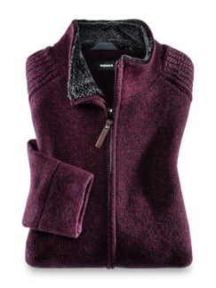 Zwei-Lagen-Strickjacke Winterwarm Bordeaux Detail 1