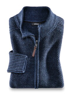 Strickjacke Natural Cotton Jeansblau Detail 1