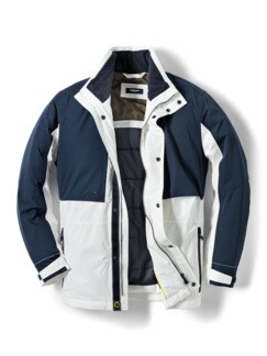 Aquastop Aktivjacke Blau-Weiß Detail 1