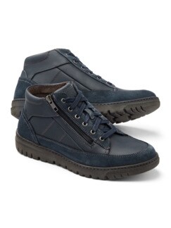 Thermo Kalbleder-Sneaker High Top Blau Detail 1
