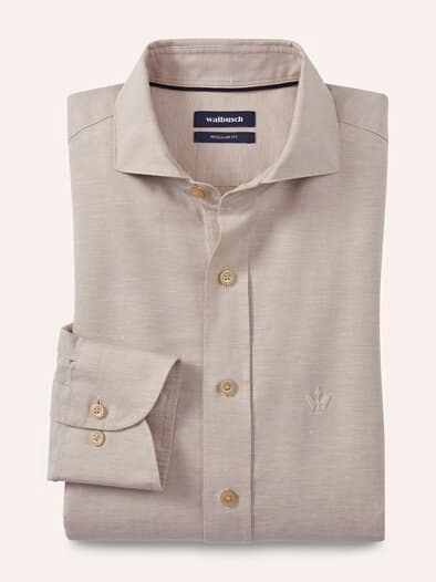 Leinen-Mix Hemd mit Haifischkragen Sand