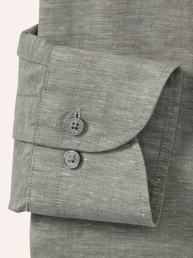 Leinen-Mix Hemd mit Haifischkragen Schilf