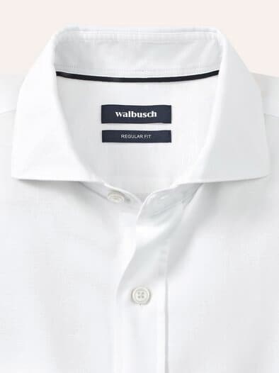 Leinen-Mix Hemd mit Haifischkragen Weiß