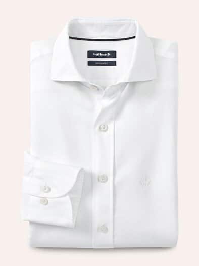 Leinen-Mix Hemd mit Haifischkragen Weiß