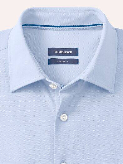 Comfort-Pique Hemd Bleu/Weiß