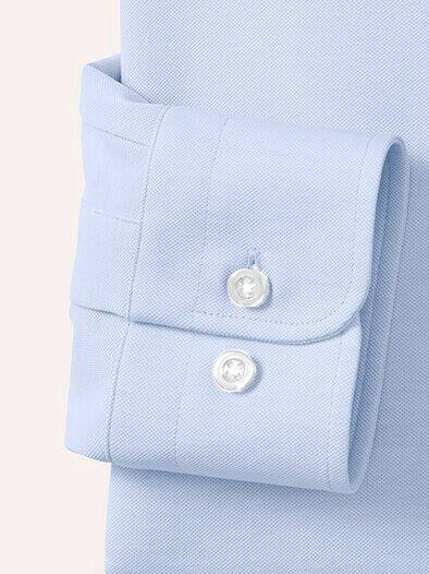 Comfort-Pique Hemd Bleu/Weiß