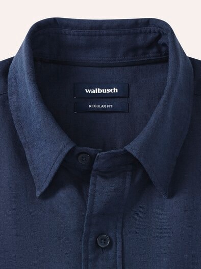 Leinen-Mix Multi-Taschen Hemd Marine