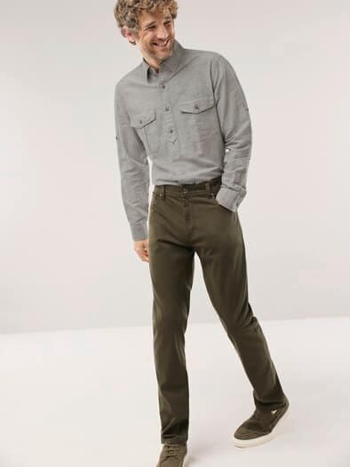 Leinen-Mix Multi-Taschen Hemd Schilf