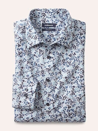 Extraglatt-Hemd Walbusch-Kragen Blätter Druck