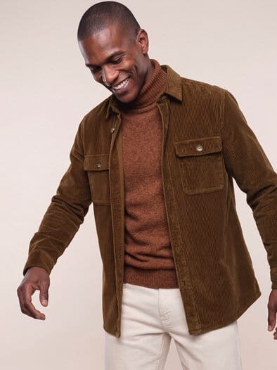Overshirt aus Breitcord Braun
