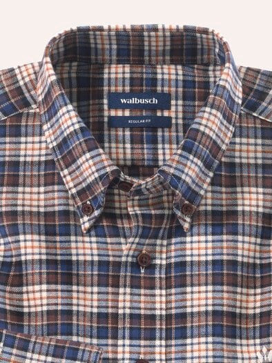 Soft-Flanell Hemd aus Baumwolle Karo Natur