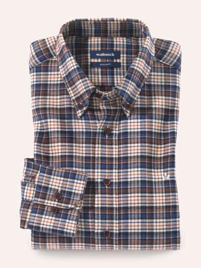 Soft-Flanell Hemd aus Baumwolle Karo Natur