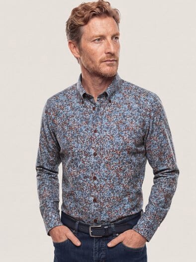 Soft-Flanell Hemd aus Baumwolle Druck Blau