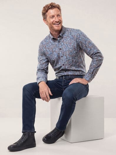 Soft-Flanell Hemd aus Baumwolle Druck Blau