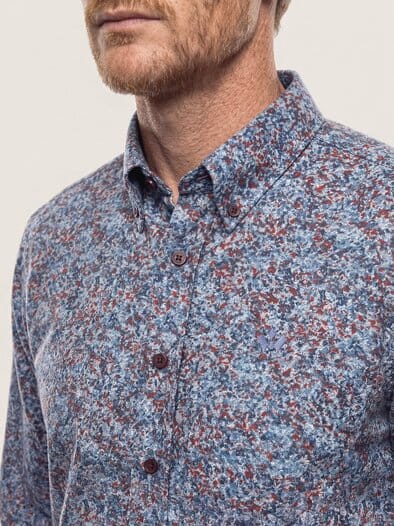 Soft-Flanell Hemd aus Baumwolle Druck Blau