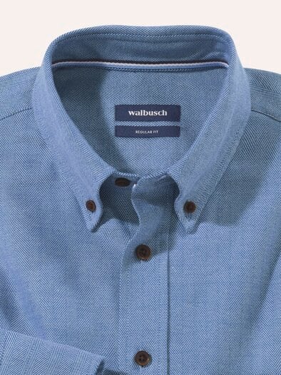 Flanell-Hemd aus Baumwolle Rauchblau