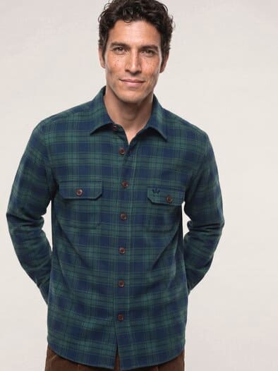 Flanell Overshirt aus Baumwolle Karo Grün