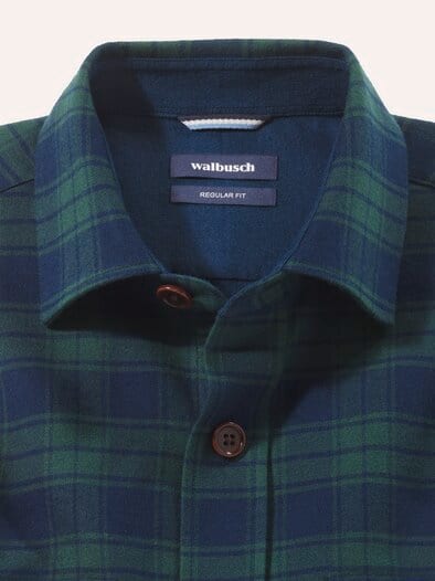 Flanell Overshirt aus Baumwolle Karo Grün