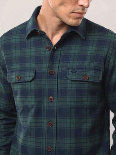 Flanell Overshirt aus Baumwolle Karo Grün