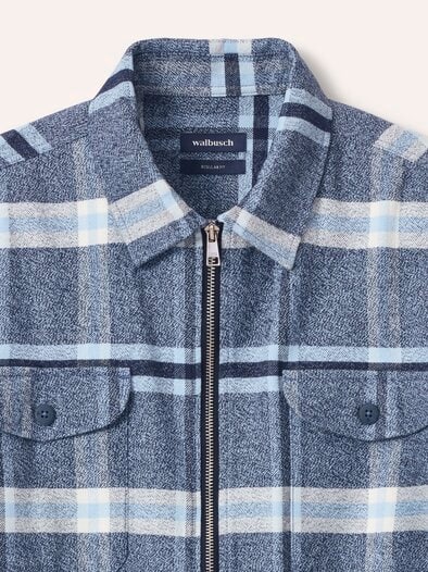 Flanell-Hemd mit Reißverschluss Karo Blau