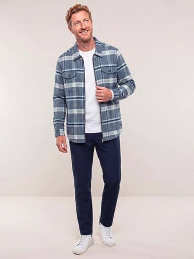 Flanell-Hemd mit Reißverschluss Karo Blau