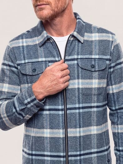 Flanell-Hemd mit Reißverschluss Karo Blau
