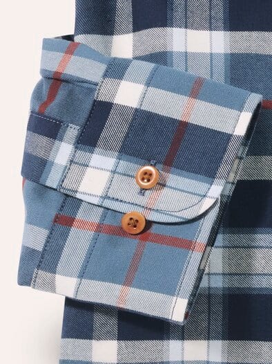 Hemd aus angerautem Baumwoll-Twill Karo Marine
