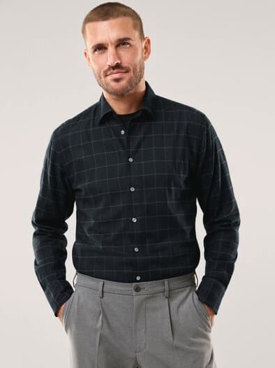 Soft-Flanell Hemd Karo Schwarz
