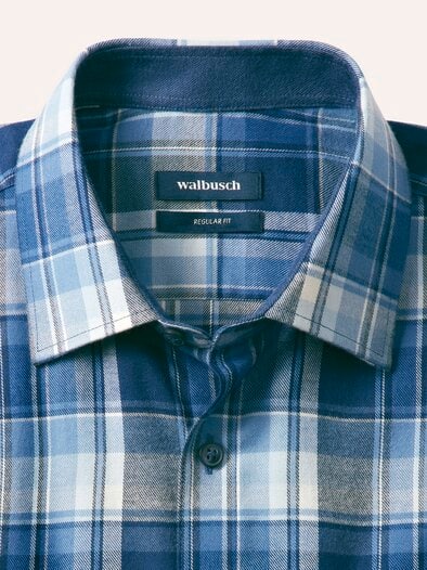 Soft-Flanell-Hemd Karo Marine