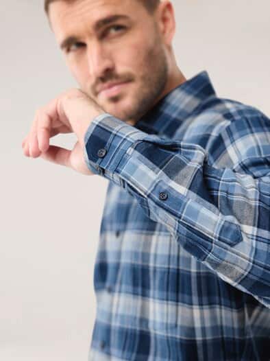 Soft-Flanell-Hemd Karo Marine