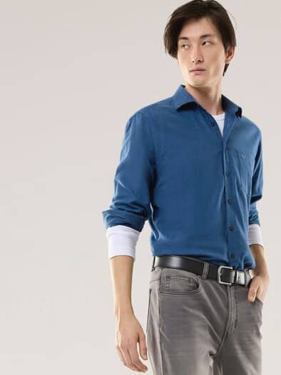 Soft-Flanell-Hemd Uni Marine