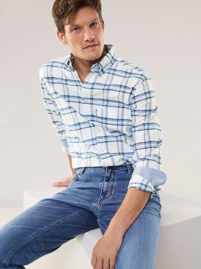 Premium Oxford-Hemd Karo Marine